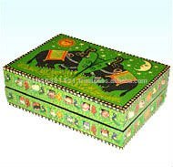 PAINTED WOODEN DECORATIVE JEWELERY BOX