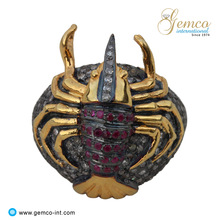 Diamond Gemstone Ruby Crab Ring, Occasion : Anniversary, Engagement, Gift, Party, Wedding