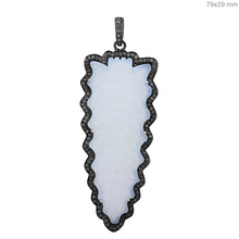 Diamond Gemstone White Agate Carving Arrowhead Pendant