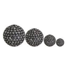 Gemco International 925 Sterling Silver Diamond Pave Beads, Shape : Round