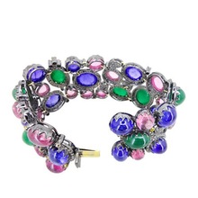 Gemstone Tanzanite Tourmaline and Emerald Bracelet, Main Stone : Diamond