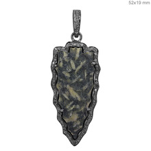 Silver Natural Diamond Agate Arrow Head Pendant