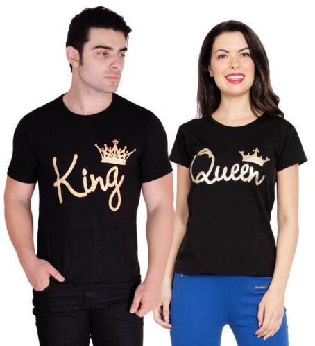 Printed Cotton Fabric Couple T-Shirts, Technics : Woven