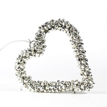 Silver Heart Flat Metal Jingle Bell, Shape : Custom