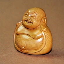 Wooden Laughing Buddha Statue, For Home Decoration, Size : Customized Size