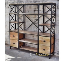 Metal Mango Wood Iron Bookshelf