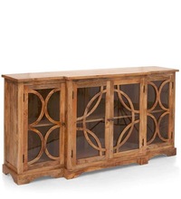 Contemporary Wooden Four Doors Glass Door Buffet