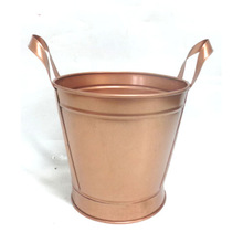 Copper Round Planter With Handle.