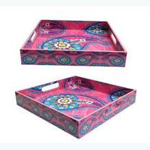 Hand Painted Wooden Square Tray