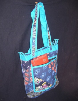 JUTE FABRIC SHOULDER TOTE BAG, Color : BLUE