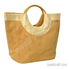 RIBED JUTE BAG, Color : NATURAL +BLUE