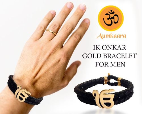 Ik Onkar Gold Bracelet For Men