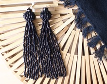 S.N.HANDICRAFTS Alloy Metal Seed Bead Black Earrings, Occasion : Anniversary, Engagement, Gift, Party, Wedding