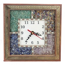 Wooden Wall Clock, For Decorative/Gift, Technique : Gemstone