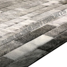 SGE Leather Patchwork Rug Grey