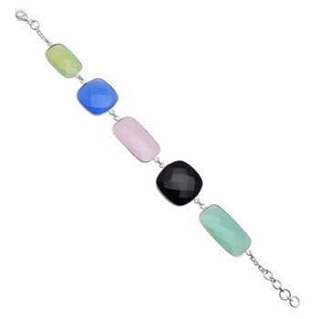 Coloured Gemstone Sterling Silver Bracelet