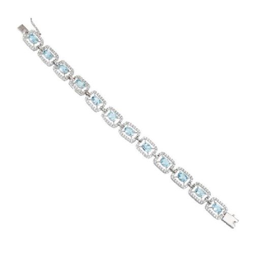 Gemstone Sterling Silver Bracelet, Main Stone : Aquamarine, Aquamarine