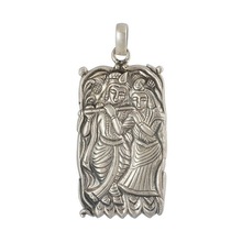 Radha Krishna Traditional Silver Pendant, Occasion : Party