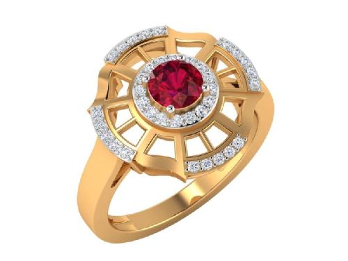 Yellow Gold Diamond Ruby Stone Ring, Occasion : Anniversary, Engagement, Gift, Party, Wedding, Birthday