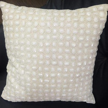 Hand Embroidered White Cotton Pillow Cover, Size : 16X16, 18X18, 20X20