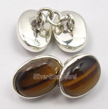 BROWN TIGER'S EYE WELL MADE Cufflinks, Gender : Men's
