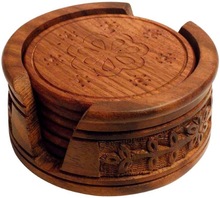 Handmade Wooden Tea Coaster, Size : Customized Sizes