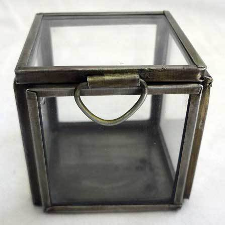 Square Glass and Iron Storage Box, For Organisation, Feature : Durable, Handmade