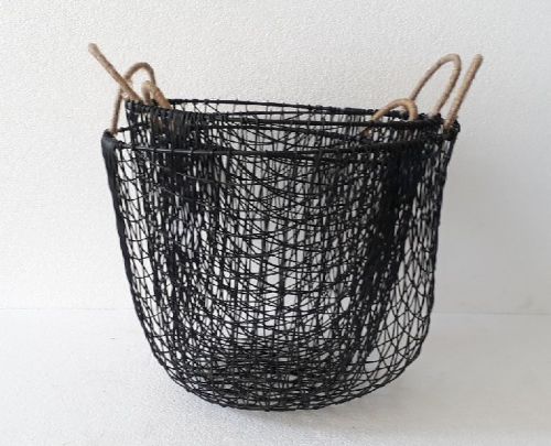 Metal Round L Black Basket