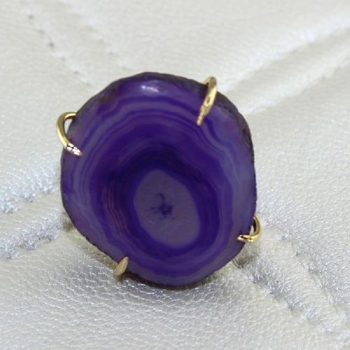 Brass Agate Slice Ring, Shape : Fancy-Shape