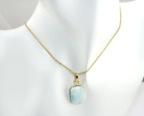 Gold Plated Caribbean Larimar Necklace, Gender : Unisex, Women's