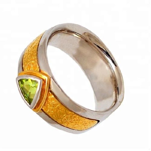 Beautiful Peridot Sterling Silver Spinner Ring, Gender : Men's, Unisex, Women's