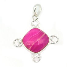 Pink Banded Agate Gemstone Unique Pendant, Occasion : Wedding