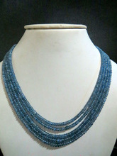 Natural Blue Sapphire Gemstone Smooth Rondelle Necklace