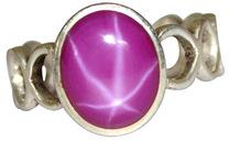 Silver Pink Star Sapphire Ring