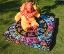 Elephant Square Mandala Cushion Cover, For Chair, Decorative, PET Use, Technics : Handmade