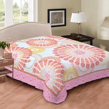 Reena Handicrafts 100% Cotton Applique Embroidered Jaipuri Silk Bedsheet, Technics : Handmade