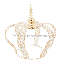 METAL Crystal Beaded Golden Crown, Size : STANDARD