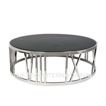 Decorative Roman Letter Metal and Granite Coffee Table