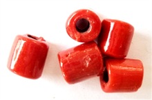 Red Colour Tube Shaped Glass Beads