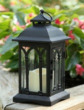 GALVANIZED GARDEN BLACK LANTERN, Size : 36'x24'x14'x16 