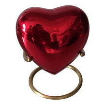 RED BRASS PET CREMATION HEART URN