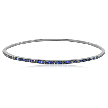 Blue Sapphire Pave Silver Sleek Bangle Bracelet