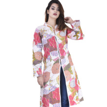 Regular White Floral Kantha Long Maharaja Jacket, Feature : Eco-Friendly, Reversible