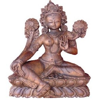 Buddhist Goddess Tara Wooden Statue, For Home Deco, Size : Customized Size