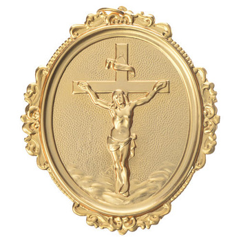 Cross With Christ Brass Medal, Color : Picture