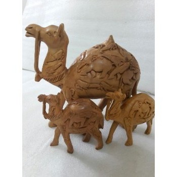 Hand Carved Wood Camel Statue, Style : Folk Art