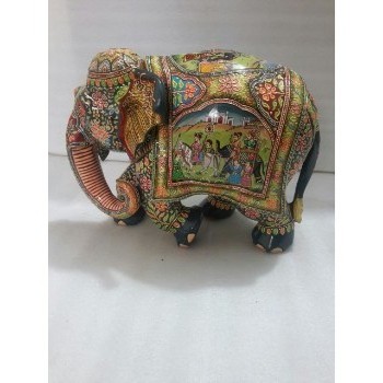 Handmade Painted Mughal Wooden Elephant, Style : Folk Art