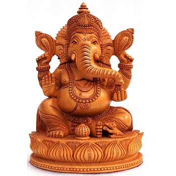 Wooden Carved Ganesh Statue, For Home Decoration, Size : Customized Size