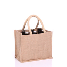 Prasan INDIA Jute Wine Bottle Bag, Color : Beige, Natural/Dyed