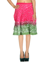 Bandhej Print Cotton Midi Skirt, Size : L-23 X W-32 Inch